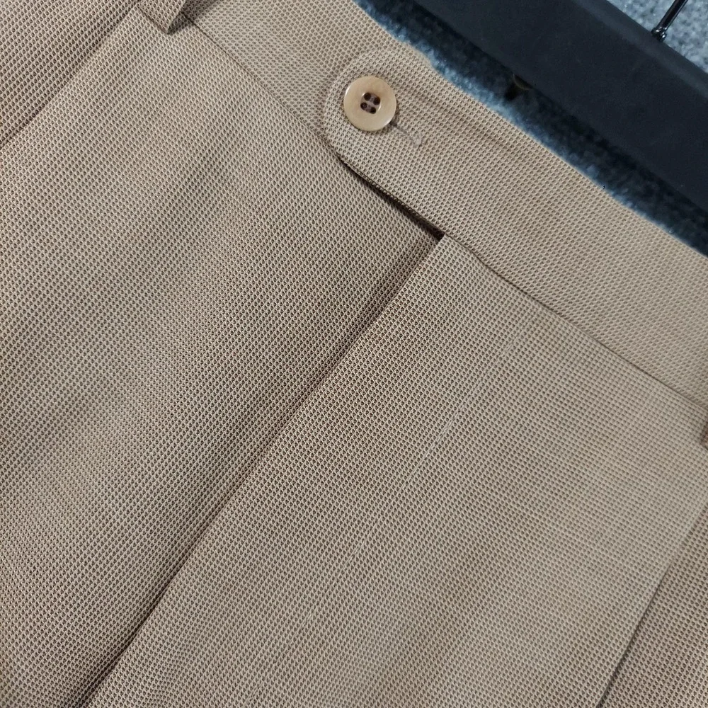 Zanella Dress Pants Mens 34x32 Beige Microfiber Pleated Lined Classic Italy